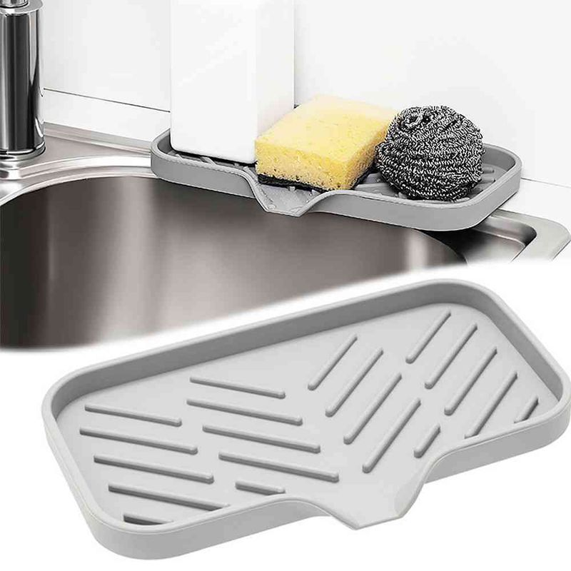 Organizer per lavello da cucina in silicone, per lavare frutta e verdura, scolapiatti in plastica, organizer per lavello da cucina, vassoio porta spugna e porta sapone_voghion.com