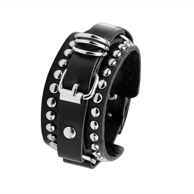 Braccialetto in pelle PU con rivetti in stile punk, stile gotico, stile rock, personalità, moda_voghion.com