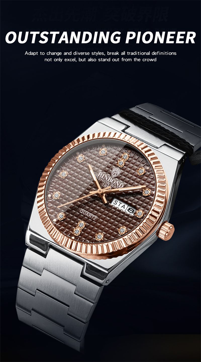 Top Luxury Man Watch Waterproof Stainless Steel Men Wristwatch Luminous Date Week Fashion Business Quartz Men's Watches_voghion.com