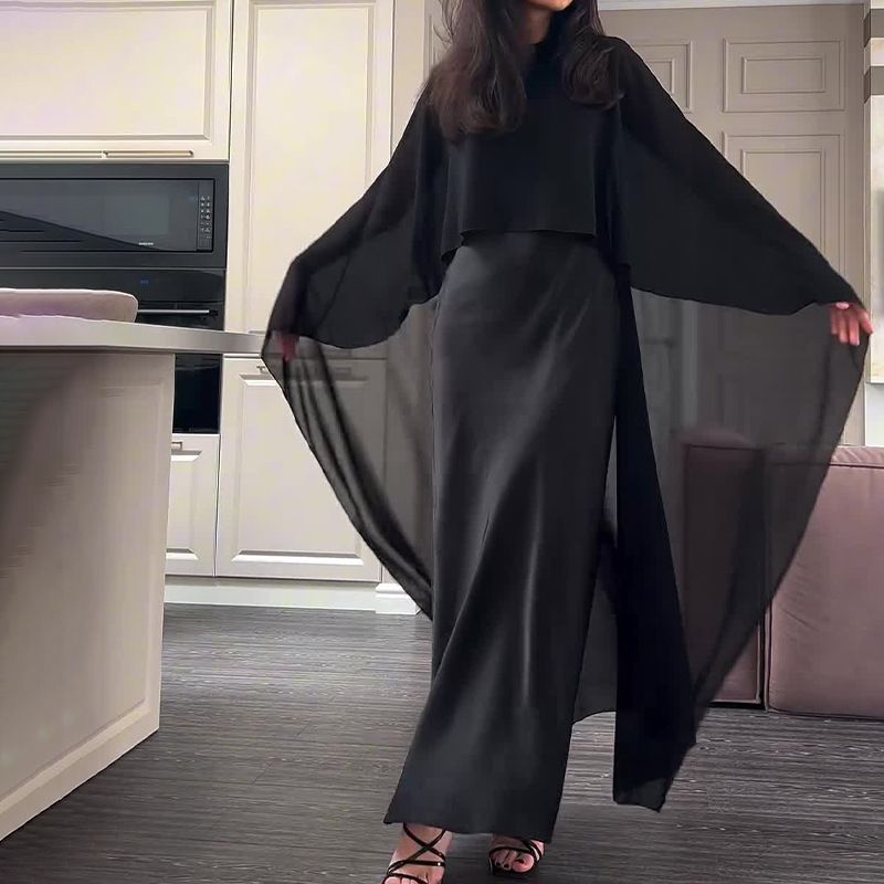 Damenbekleidung Mode Lässig Langer Rock Kleid Schal Anzug_voghion.com