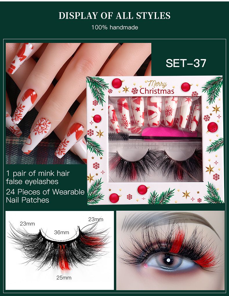 False Eyelashes New Products Christmas False Eyelashes Wear Nail Set Colored Eyelashes False Eyelashes Holiday Eyelashes_voghion.com