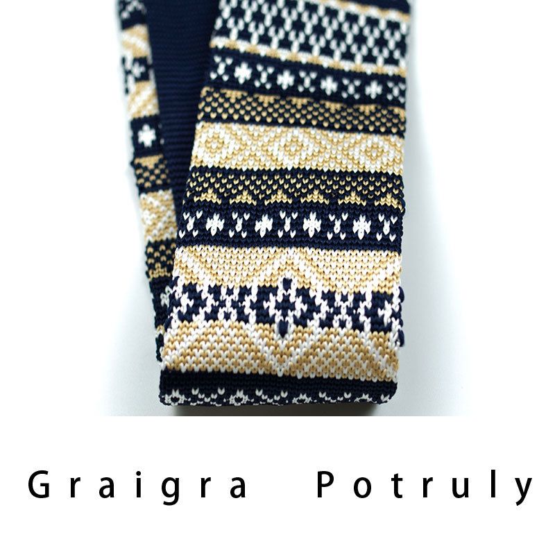 Men's Ties & Handkerchiefs style ethnic style coffee color yellow gray dark green width 6CM men's knitted tie_voghion.com