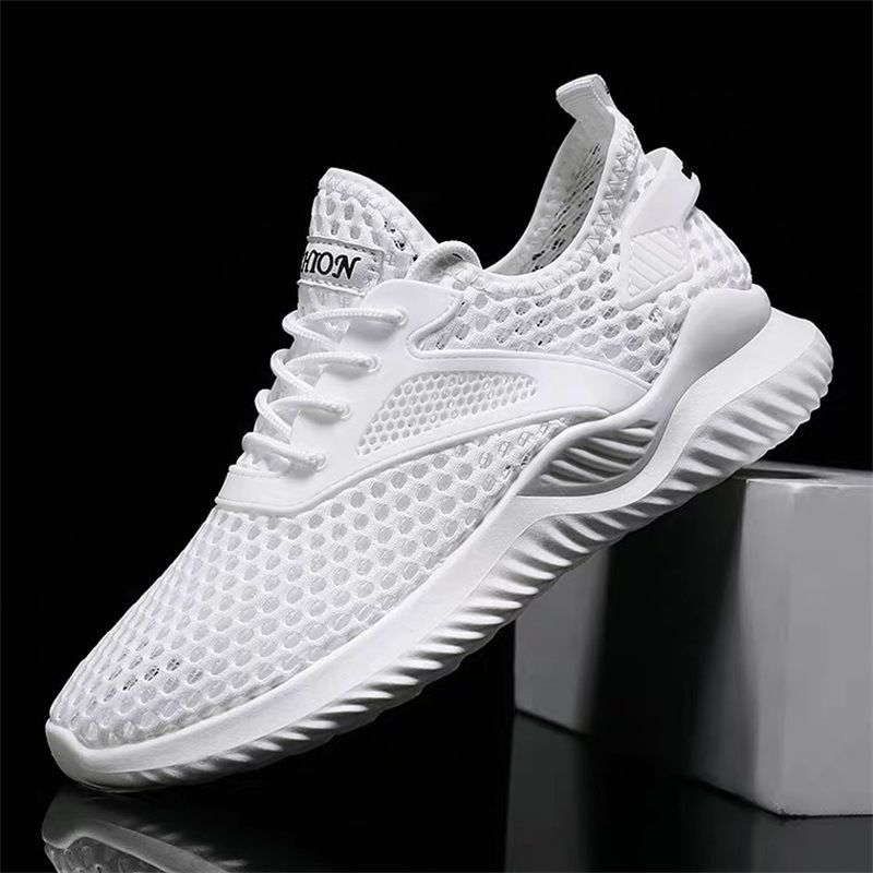 Men's Shoes Summer Breathable Thin Mesh Mesh Shoes Black Light Sports Casual Running Non-slip Large Mesh Hollow Shoes_voghion.com