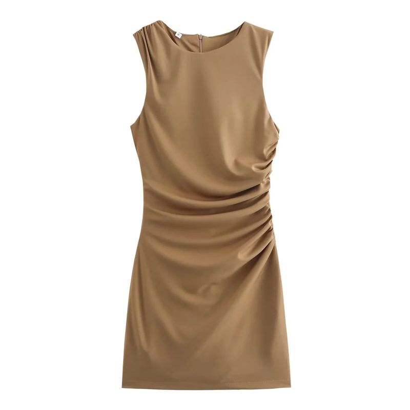 Abito decorativo plissettato in maglia tricolore da donna_voghion.com