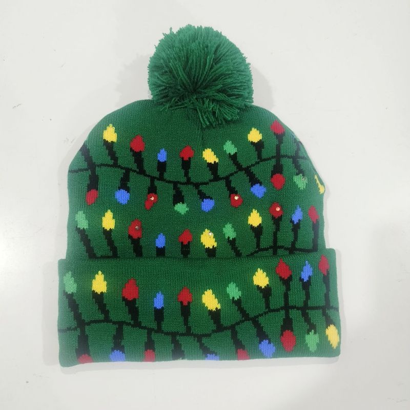 New Year Glowing Christmas With LED Colorful Flashing Lights Adult And Children Universal Warm Knitted Wool Hat_voghion.com