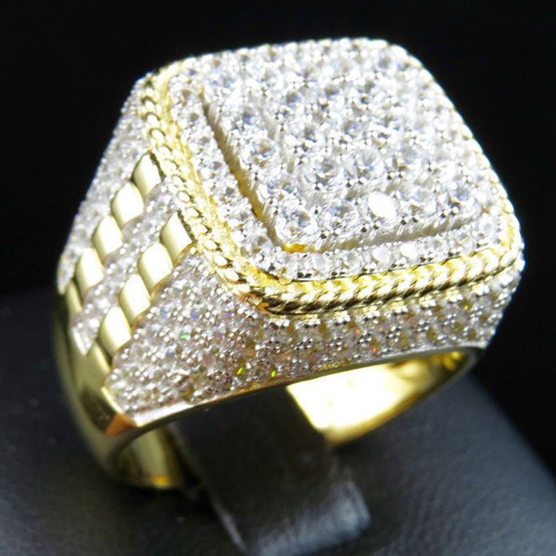 Heiße Verkäufe Huitan Trendy Hip Hop Rock Männer Ring für Party Licht Gold Farbe Voll Bling Iced Out Cubic Micro Pave CZ Ringe Geschenk_voghion.com