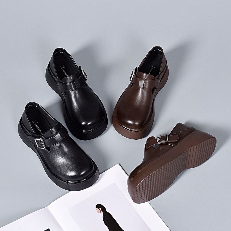 2025 Spring New Korean Round Head Belt Buckle Deep Mouth Single Shoes, One Shoe, Two Wears_voghion.com