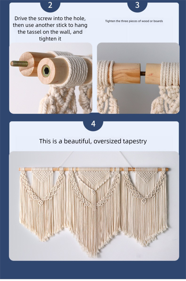 Tenda divisoria per porta a tre sezioni, staccabile, in stile bohémien, semplice e decorativa, intrecciata a mano_voghion.com