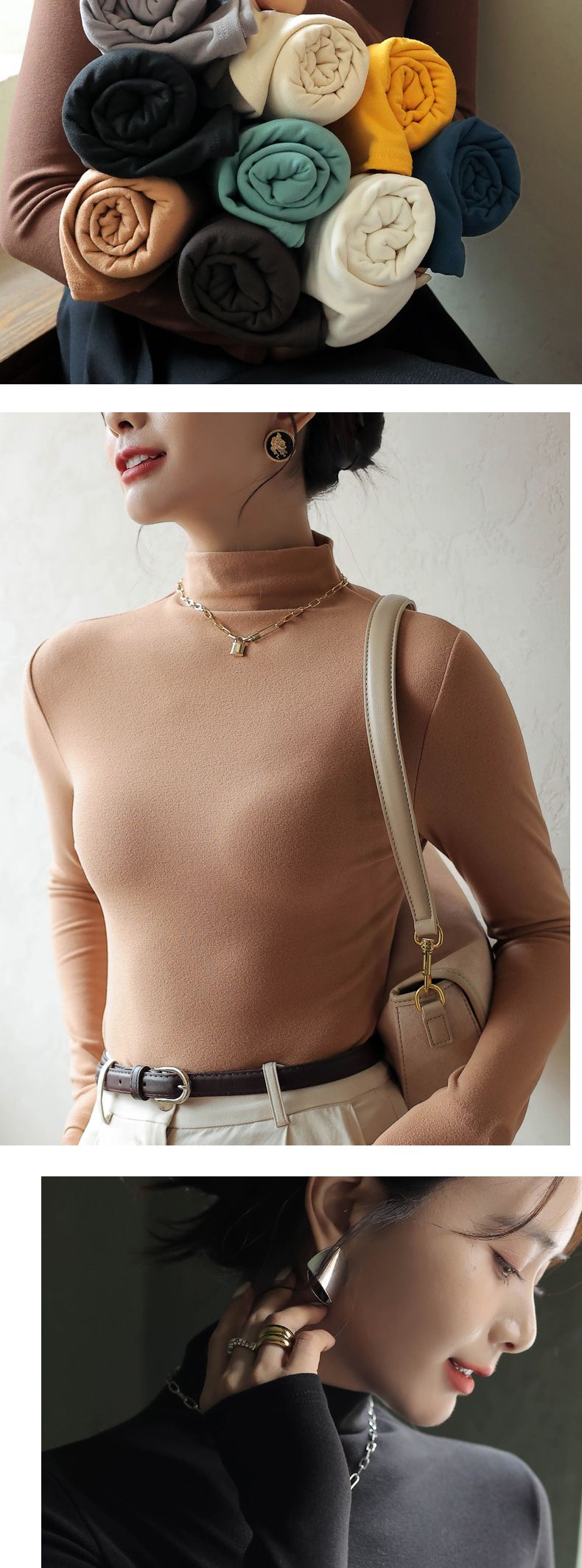 Maglietta termica foderata con collo semi-alto da donna - Strato di base a maniche lunghe slim fit per donna_voghion.com