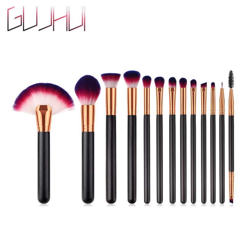 13-teiliges Make-up-Pinsel-Set, Beauty-Tools, Schwarz, Gold, Schwarz, Silber, loser Puderpinsel, Flachpinsel, Pinsel GUJHUI_voghion.com