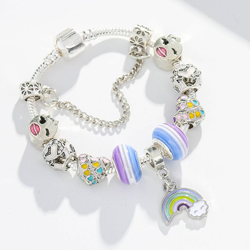 Charm Bracelets Panjia Rainbow Diamond Series Pendant Bracelet Alloy Large Hole Bead Bracelet_voghion.com