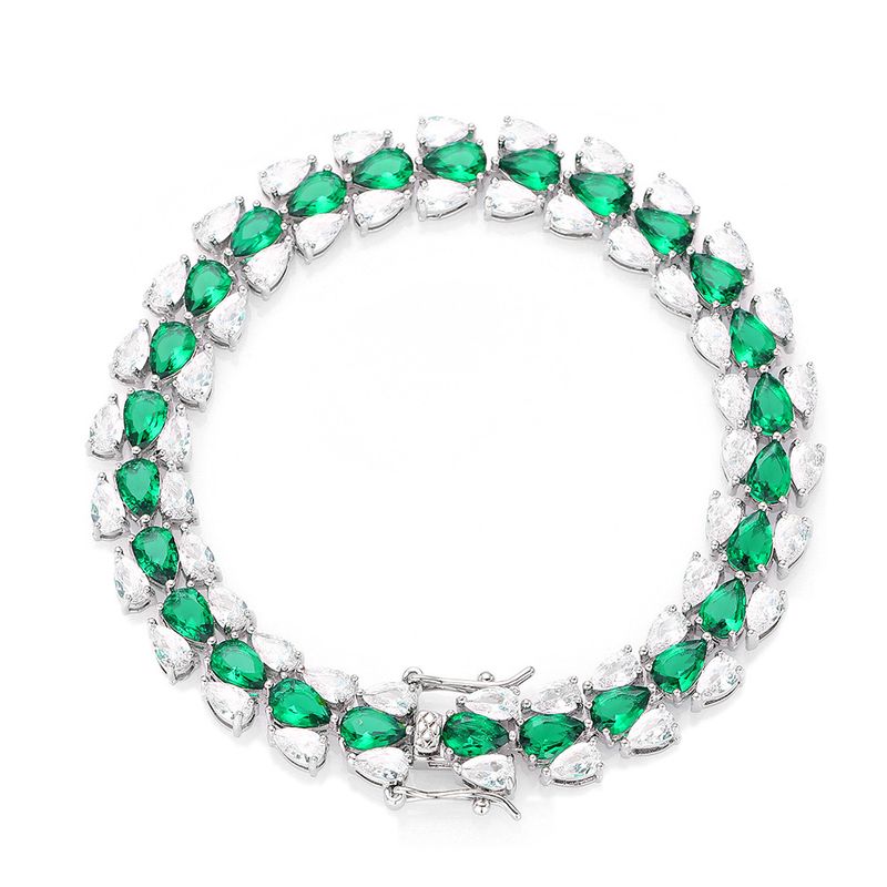 Elegante bracciale geometrico da donna con zirconi AAA color smeraldo, accessorio di moda fatto a mano semplice ed elegante da indossare tutti i giorni._voghion.com