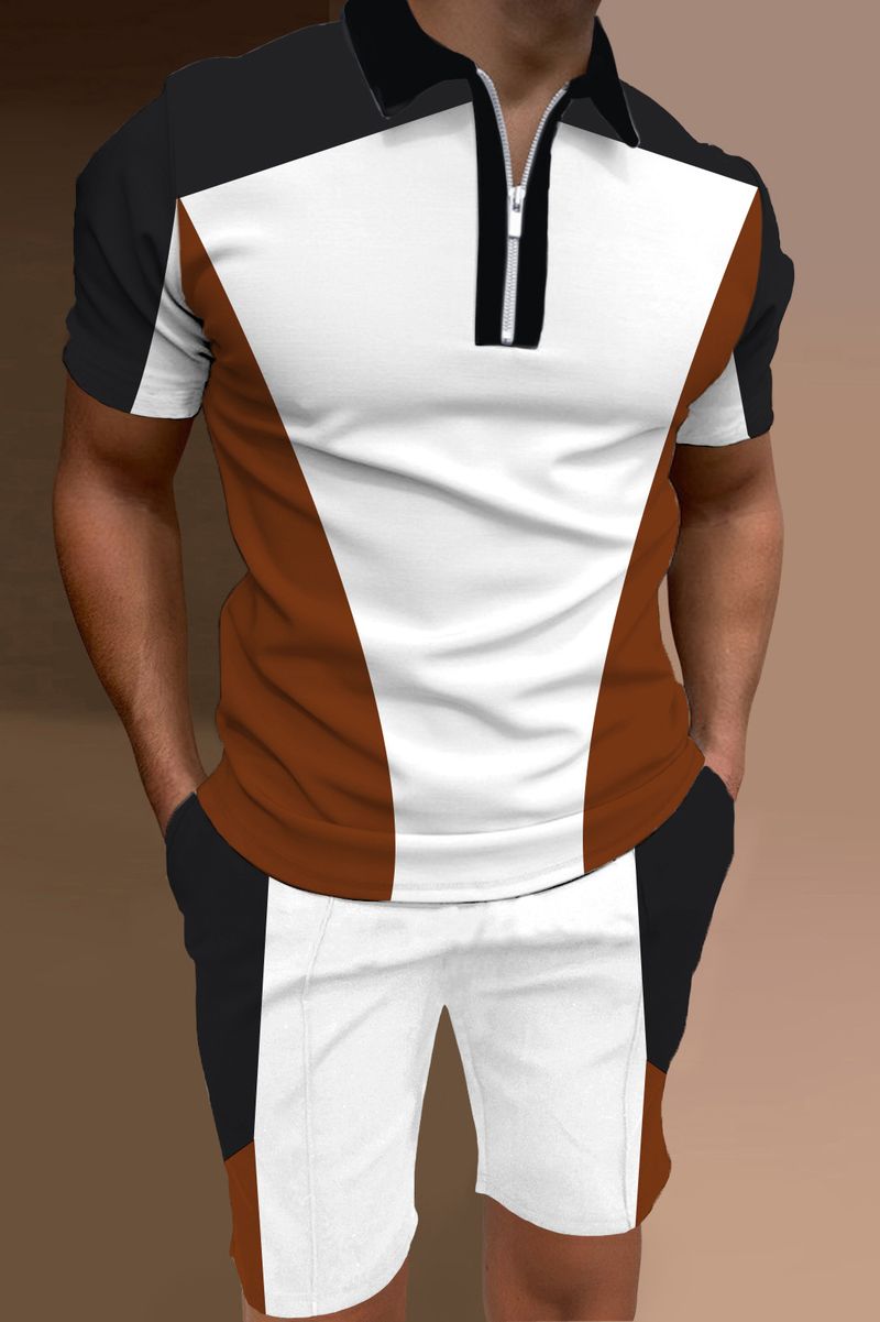 Polo da uomo 3D con stampa a catena | Completo a maniche corte slim fit_voghion.com