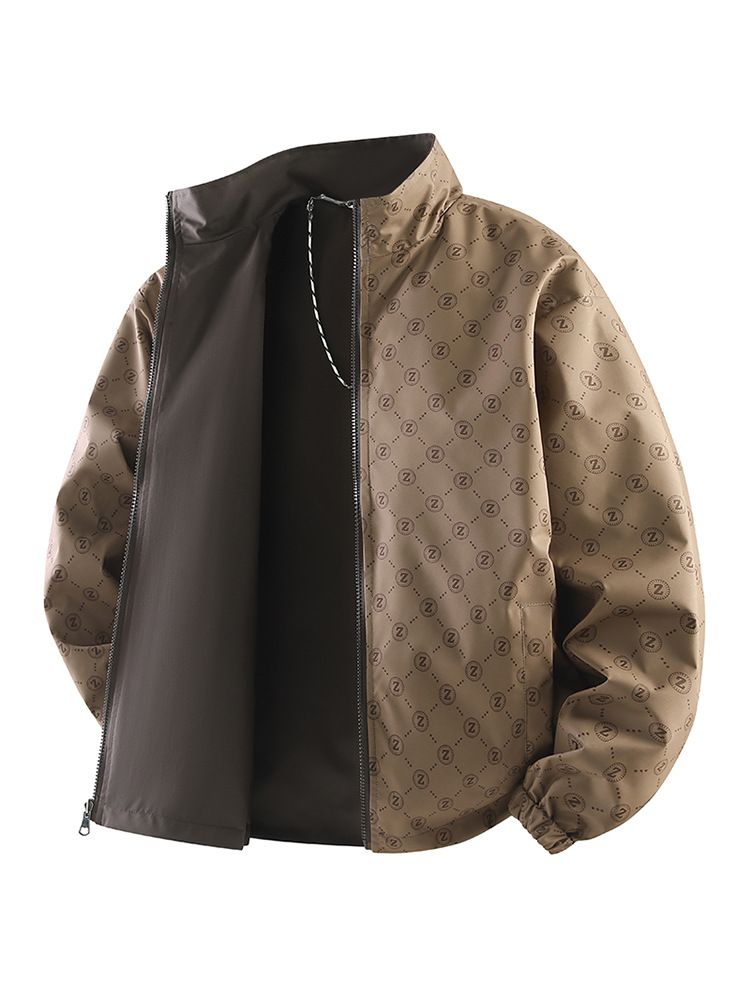 2025 Oboustranná bunda pro muže Jarní a podzimní nový styl se stojáčkem, ležérní trendy oblečení pro mládež_voghion.com