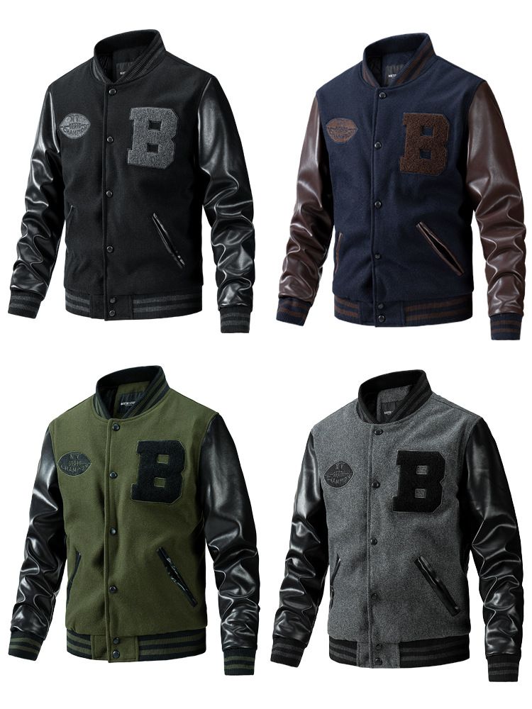 Neue Herrenjacke für Herbst und Winter mit Baumwoll-Baseballkragen, Wolljacke in Übergröße, Herrenbekleidung_voghion.com