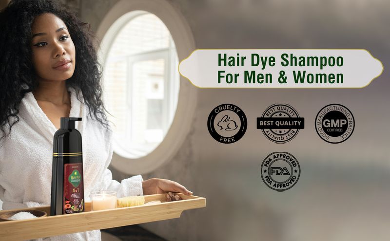 OUKEYA Natürliches Haarfärbeshampoo zur Grauabdeckung – 4-in-1-Formel zum Färben, Pflegen und Stärken mit langanhaltender brauner Farbe (500 ml)_voghion.com