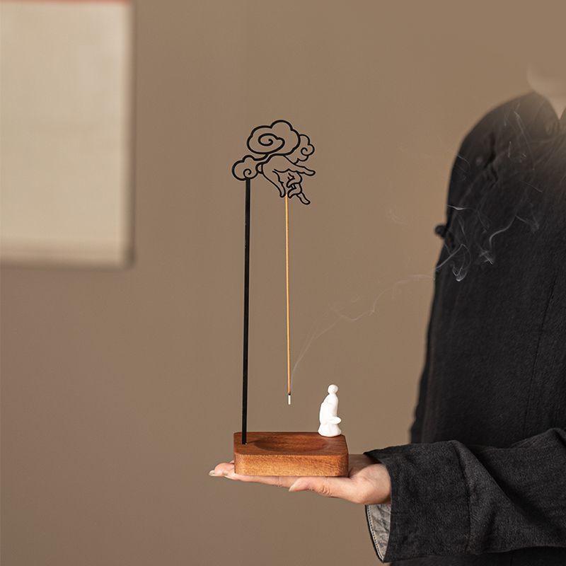 Kreative invertierte Aromatherapie-Hängebrenner für den Innenbereich, Buddha-Handhalter, Tablett, Weihrauchständer, Heim-Zen-Ornament_voghion.com