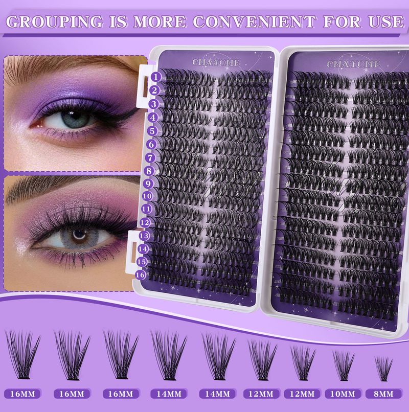 False Eyelashes Large Capacity Single Cluster Segmented Eyelash Glue Tweezers Set D Curled Natural Thick Eyelashes_voghion.com