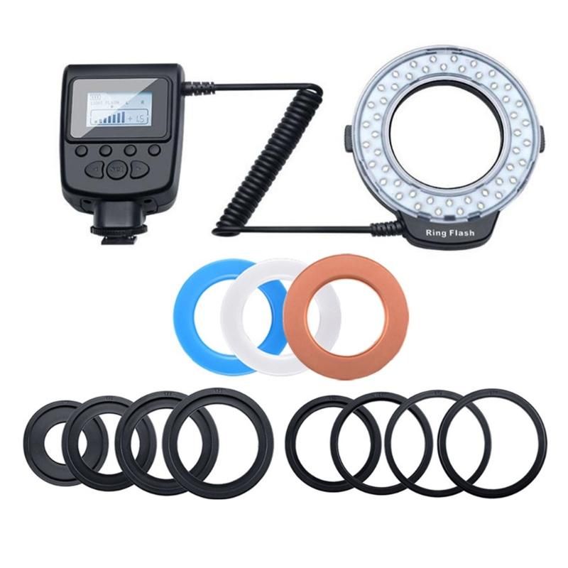 ro Flash Light With LCD Display 7 Brightness Settings 8 Mount Rings Camera Tool D2RC_voghion.com