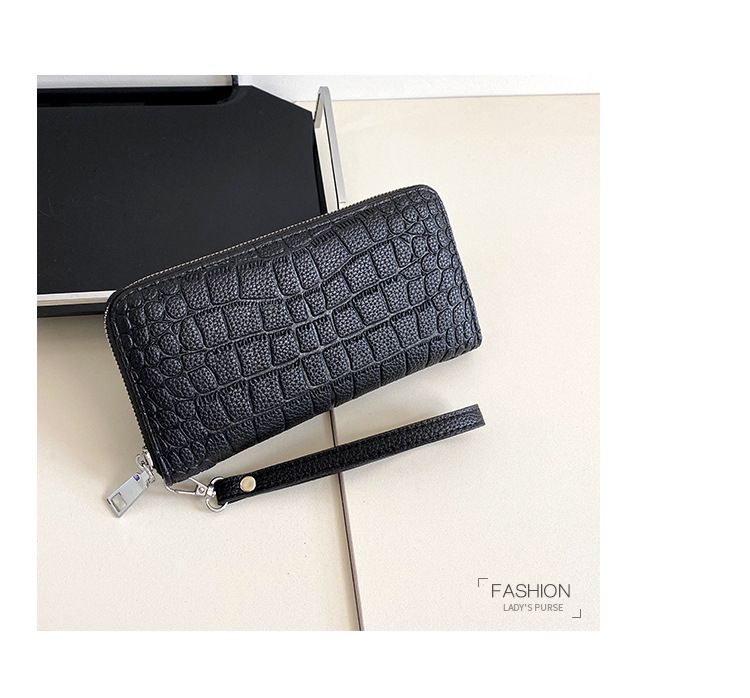 Bolsos para hombre, nuevo bolso de mano grande con estampado de cocodrilo, de un solo tirador, con múltiples ranuras para tarjetas y gran capacidad, con cremallera para teléfono móvil, moderno._voghion.com