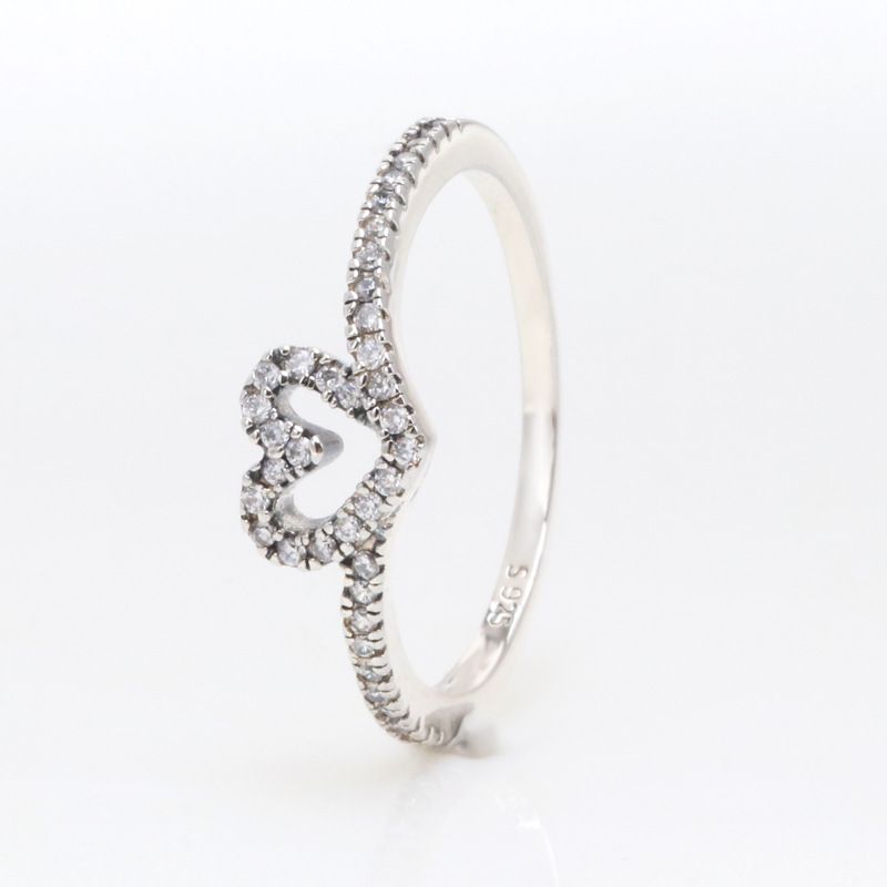 Neu Weiß Kupfer Ring Glänzende Liebe Knochen Ring Herz Geformt Hohl Ring Weibliche Mode_voghion.com