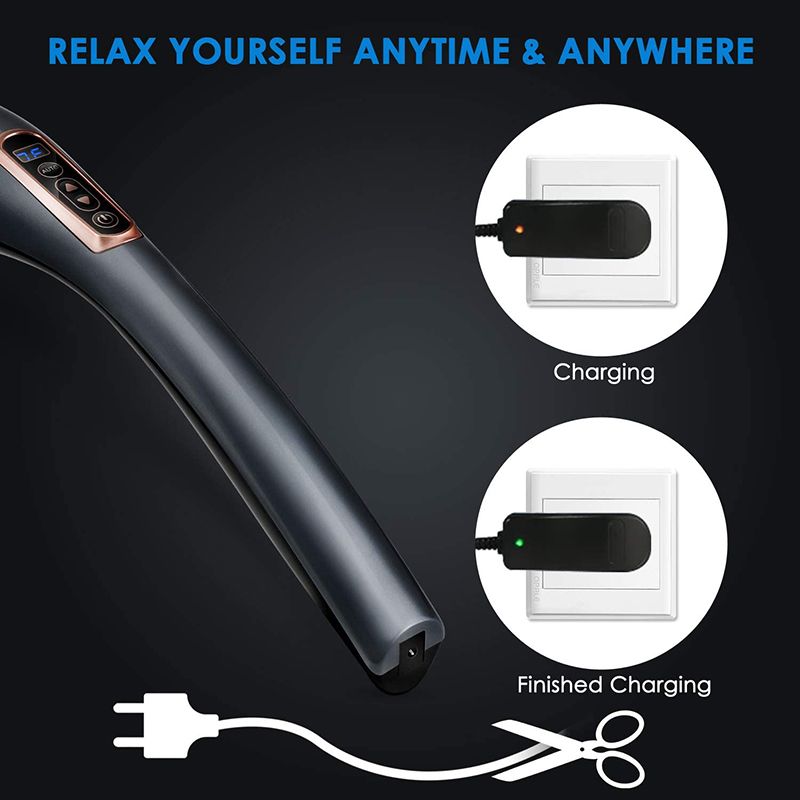 Pistola de fascia eléctrica portátil de alta potencia, utilizada para masaje vibratorio profesional tipo delfín en cuello, cintura y hombros._voghion.com