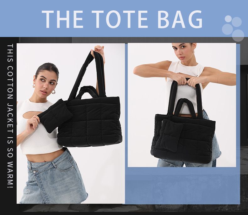 Quilted Puffer Tote Bag For Women - Large Capacity Soft Cloud Shoulder Bag With Nylon Exterior, Lightweight & Stylish Handbag For Travel & Daily Use_voghion.com