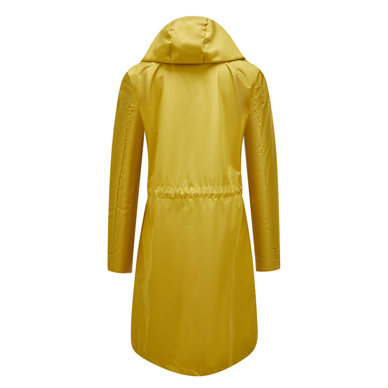 Trench casual da donna K Long con cappuccio, impermeabile, tinta unita con fodera a righe, cappotto dritto._voghion.com