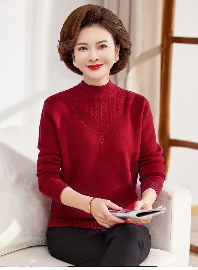 Mom's one-piece s, women's winter clothing, inner layer warm top, middle-aged and elderly plus thick velvet base_voghion.com