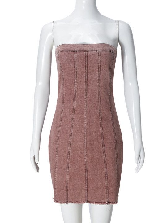 Casual Sexy Denim Sommerkleid Outfits 2025 Frauen Kleidung Jeans Tube Backless Bodycon Party Kurzes Kleid Frauen Petite Elegant_voghion.com