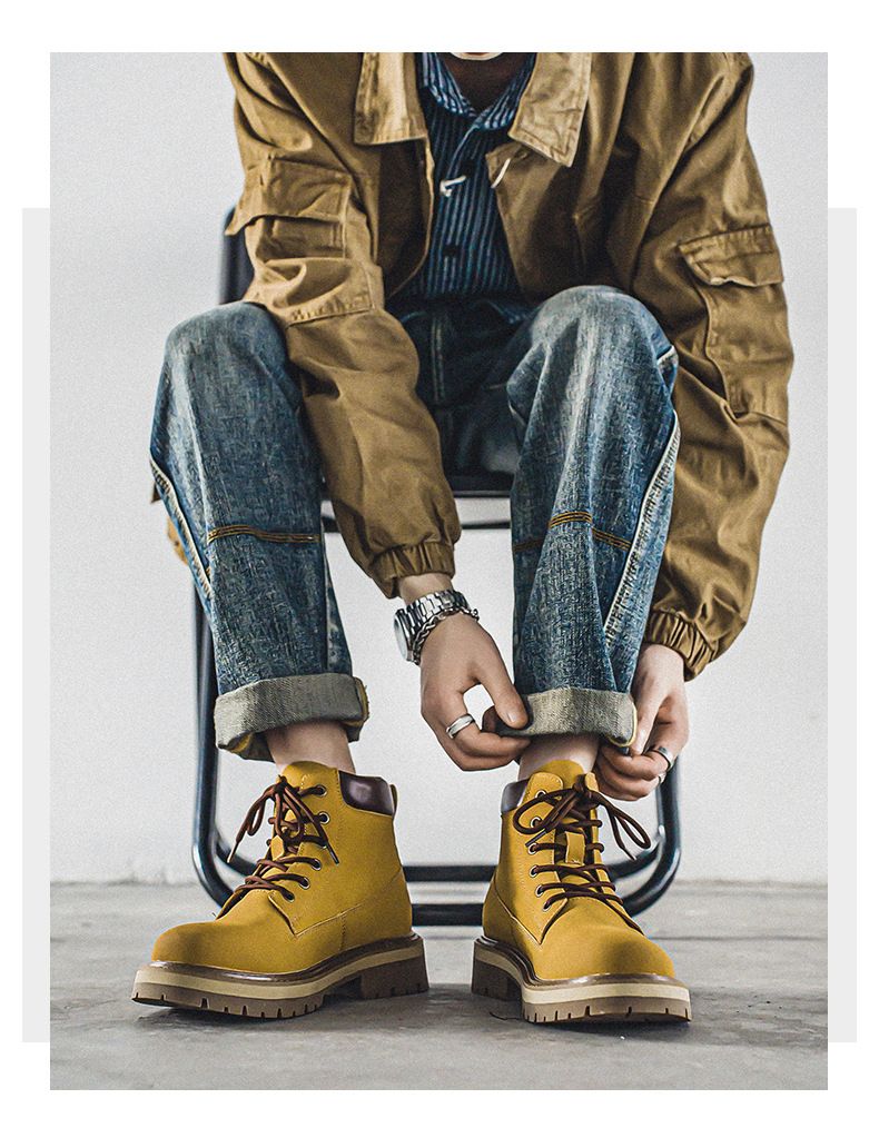 Rhubarb Boots Men's Thick-soled Heightening Desert Martin Boots High-top Men's Boots Functional Wind_voghion.com