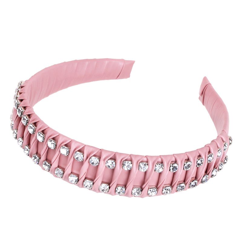 Forcina per capelli con catena a compressione in pelle e diamanti, accessori per capelli, nuovi copricapi, fascia per capelli da donna_voghion.com