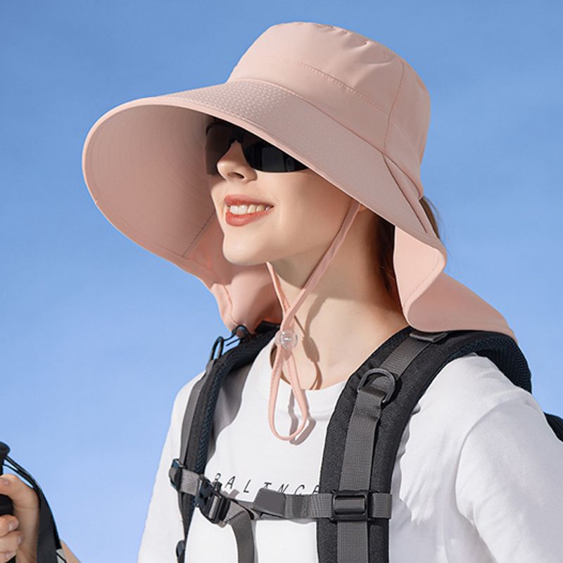 Vendita calda Scialle a tesa larga Cappello da pescatore europeo e americano alla moda, cappello estivo da esterno con foro per coda di cavallo_voghion.com