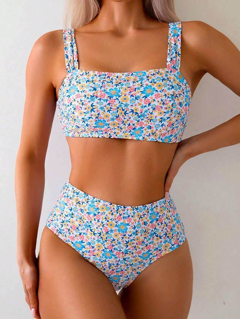 Maillot de bain deux pièces taille haute imprimé pour femme, nouveauté 2025_voghion.com