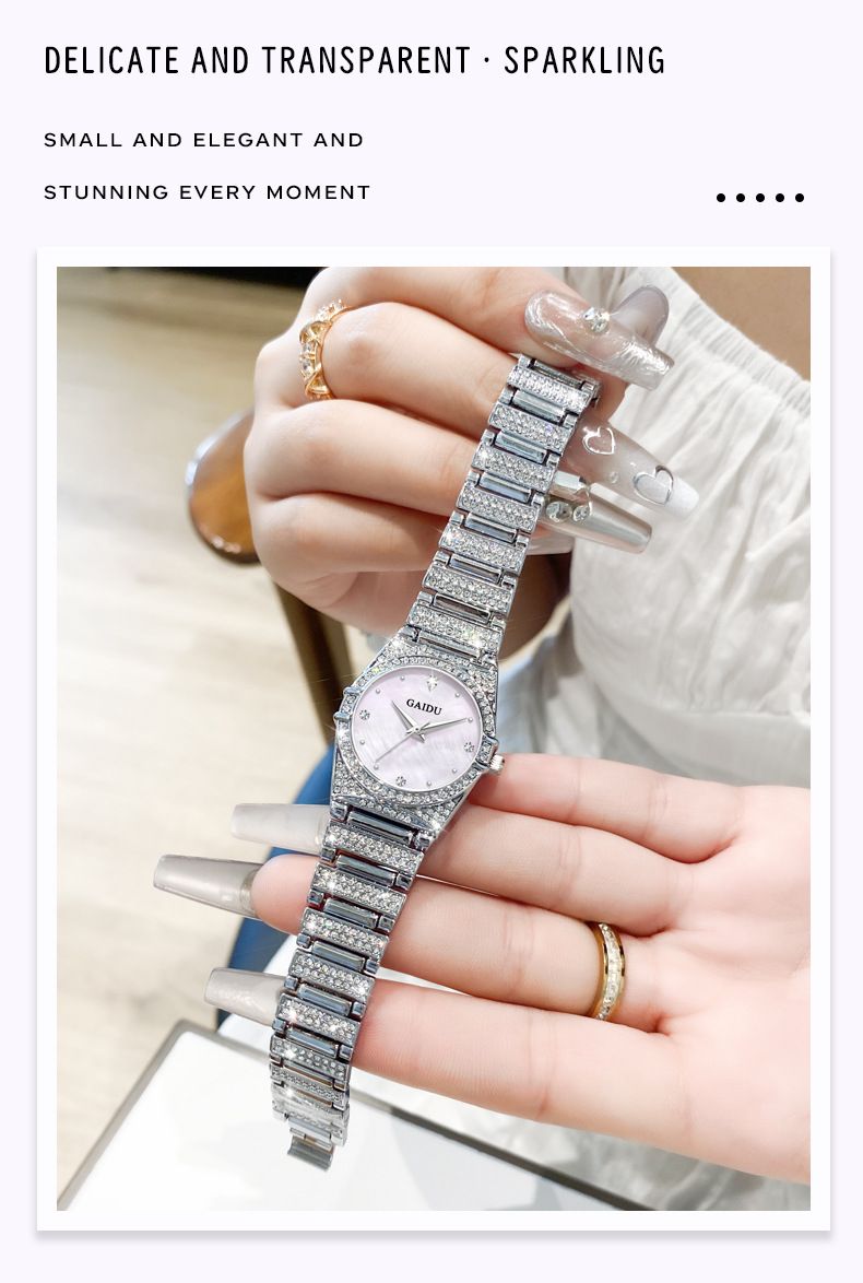 Elegant Women's Waterproof Quartz Watch With Mother-of-Pearl Dial & Diamond Accents - Ultra-Thin Stainless Steel Band High Value Watch Women_voghion.com