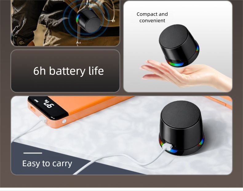 Mini enceinte Bluetooth portable magnétique d'extérieur étanche avec caisson de basses sans fil_voghion.com