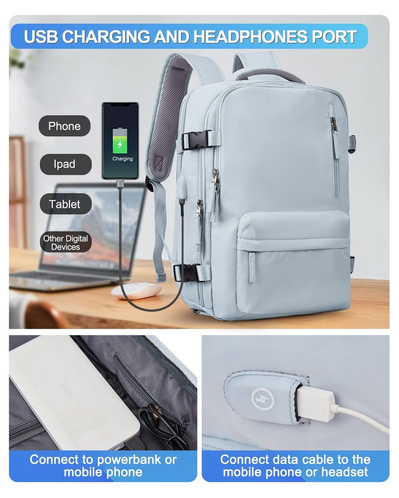 Reiserucksack für Damen, großes Fassungsvermögen, multifunktionales Gepäck, Freizeitrucksack, Reisetasche für Geschäftsreisen, Schultasche für Studenten_voghion.com