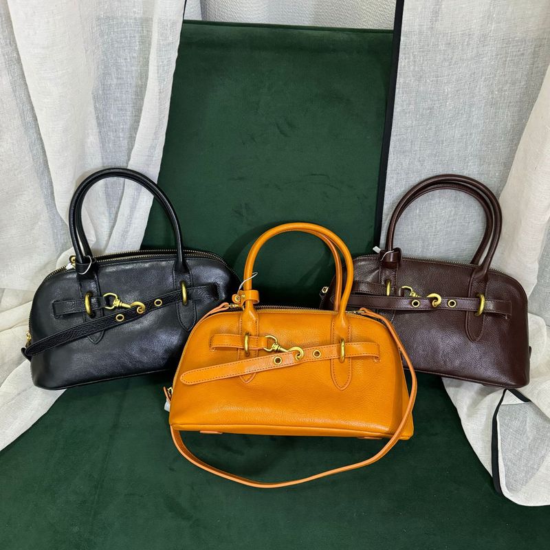 Oberschicht aus pflanzlich gegerbtem Rindsleder mit Baumpaste, Nische, Frühherbst, High-End-Umhängetasche für Pendler, vielseitige Handtasche_voghion.com