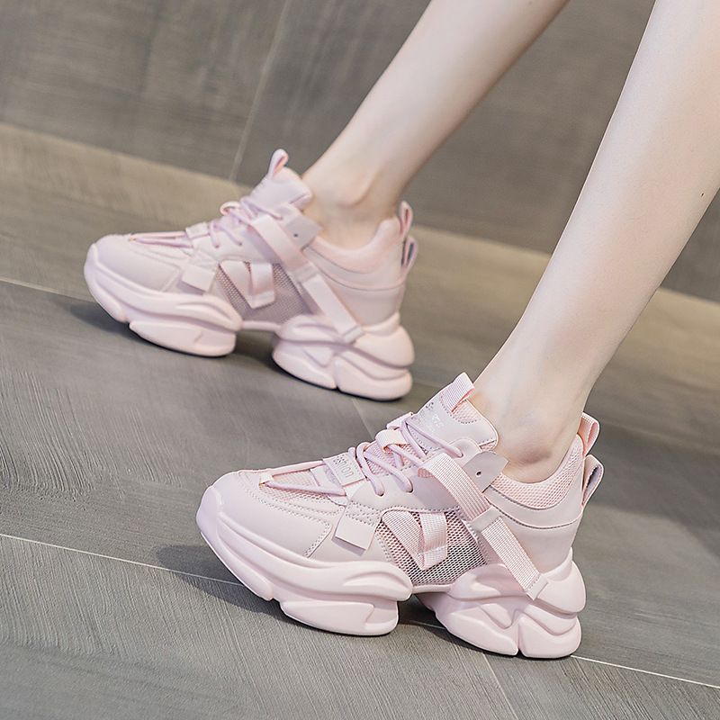 Dickbesohlte Erhöhungsschuhe Tanzschuhe Daddy-Schuhe Lederoberfläche Weiche Sohle Sport Freizeitschuhe Damen_voghion.com