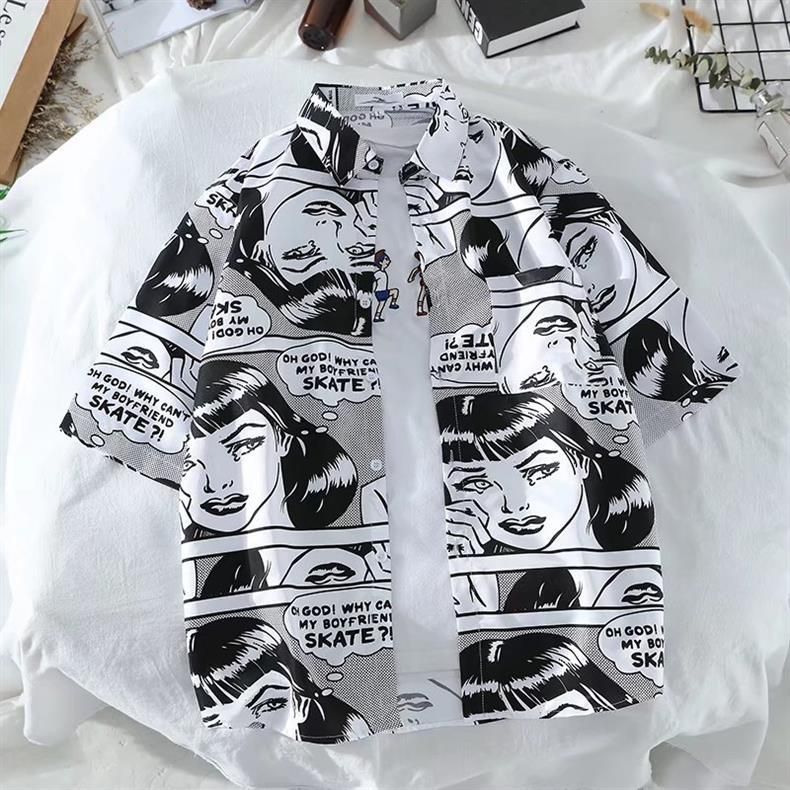 Herrenbekleidung 2024 Neues kurzärmliges Blumenhemd für Männer und Frauen Paare Lose Retro Herren Blumenhemd Stil Herrenstil_voghion.com