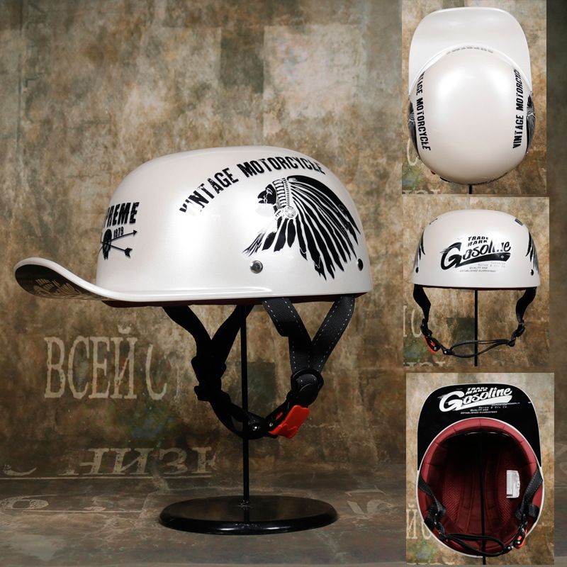 3C Retro Gangster Personalisierte Baseballmütze Männer und Frauen Bemalter Helm Scoop-Helm Entenschnabelmütze Helm Elektroauto Baseballmütze Halbhelm_voghion.com