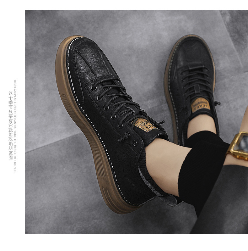 Frühling Neue Koreanische Version Trendy All Match Sneakers Herren High Top Casual Sportschuhe Studenten Atmungsaktive Lederschuhe_voghion.com