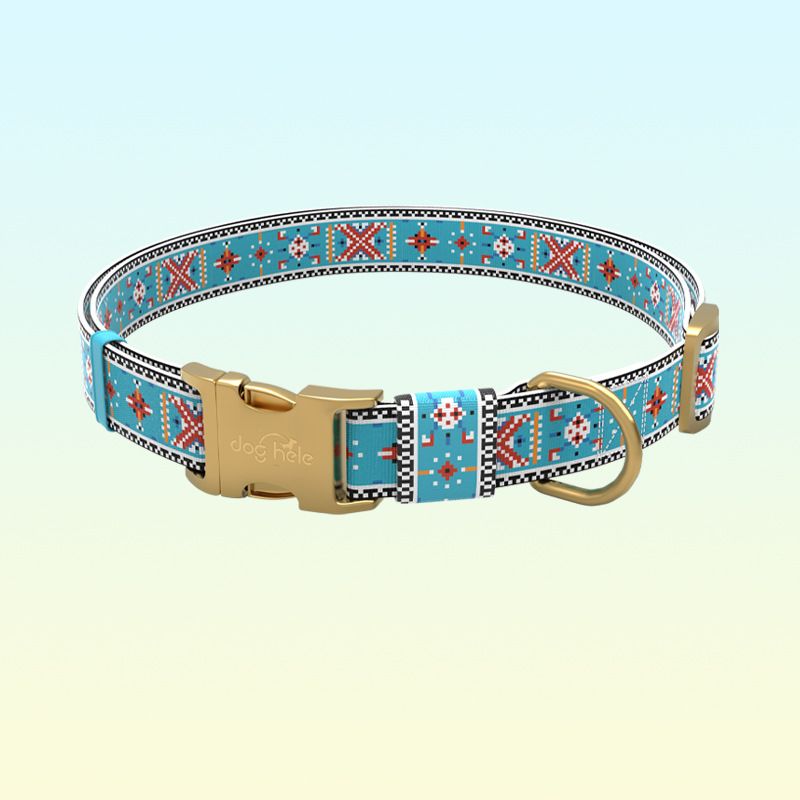 Laser Engraved Metal Buckle Bohemian Leash Ethnic Style Large Medium Small Dog Pet Collar_voghion.com