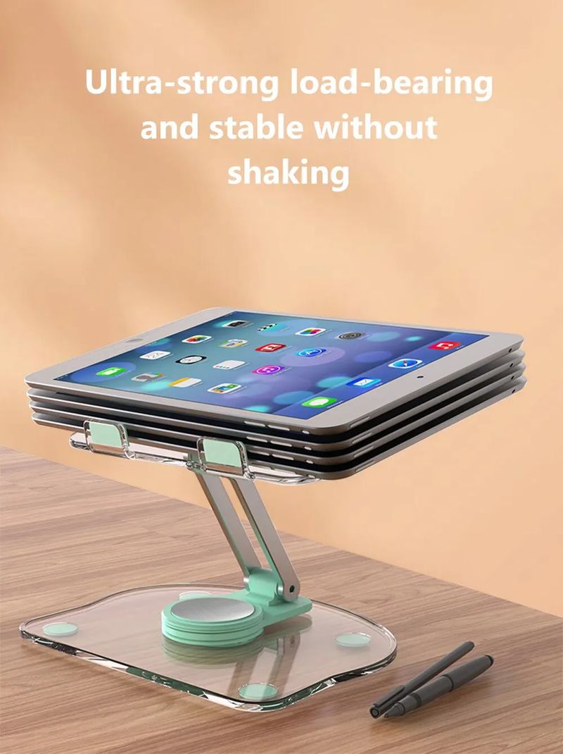 Transparent Rotating Acrylic Plate Desktop Mobile Phone Tablet Universal Live Folding Adjustable Computer Support Stand_voghion.com