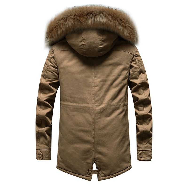 Winter New Men's Trench Coat Korean Style Slim Fit Mid-Length Thickened_voghion.com