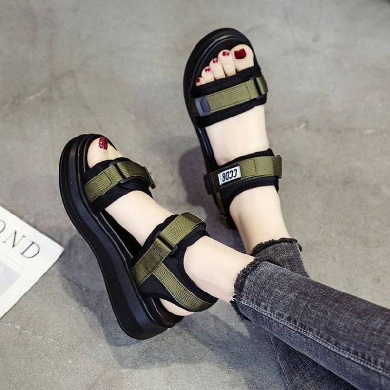 Sports Sandals Women 2024 Summer New Red Pine Cake Thick Platform Flat Pregnant Women Soft Soled Beach Shoes_voghion.com