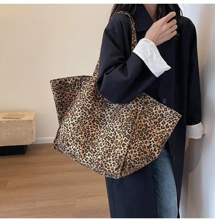 Leopard Design 2023 Shopper di moda coreana Grandi borse per la spesa per donna Borsa a tracolla per ragazza di grande capacità_voghion.com