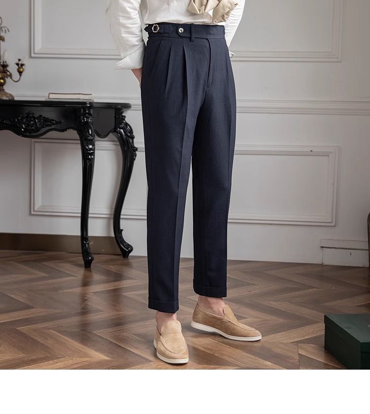 Roupas masculinas, novas calças retrô versáteis e modernas para deslocamento_voghion.com