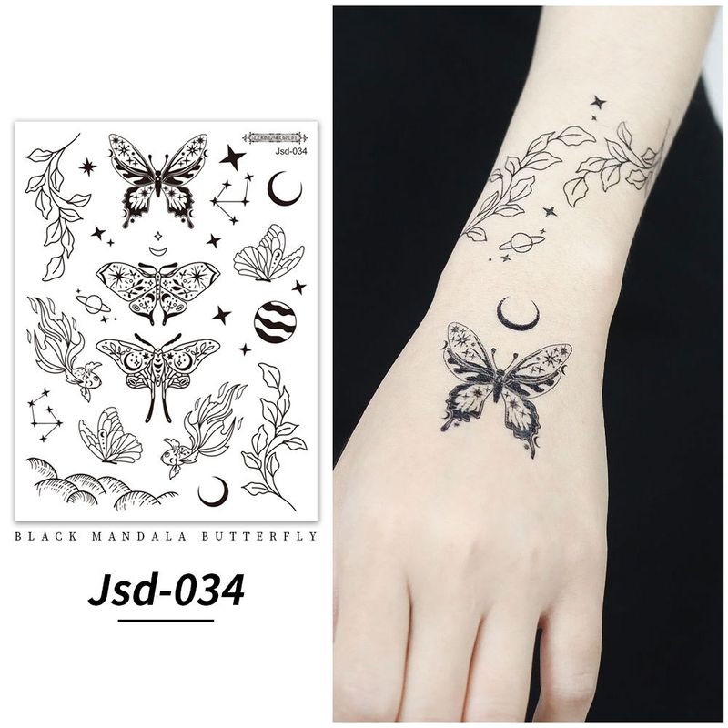 Adesivo a farfalla nera, tatuaggio temporaneo fresco e sexy per donne su petto, clavicola e braccio_voghion.com