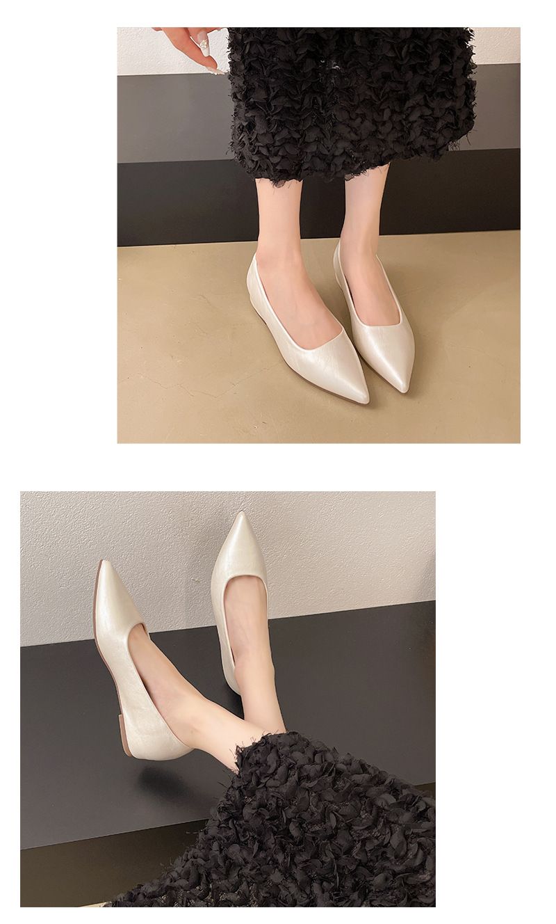 Scarpe basse a punta con aumento dell'altezza interna, scarpe da donna leggere, scarpe versatili da pendolare, primavera e autunno francesi_voghion.com